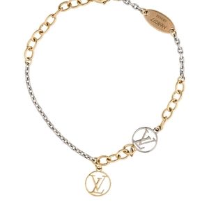 Louis Vuitton Gold Logomania Bracelet Silvery Golden